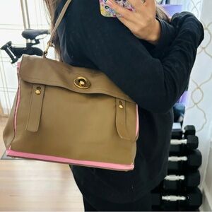 YSL Muse Olive & Pink Leather Bag